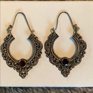 Silver and Garnet Earrings
